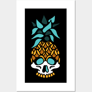 Skull pineapple Posters and Art